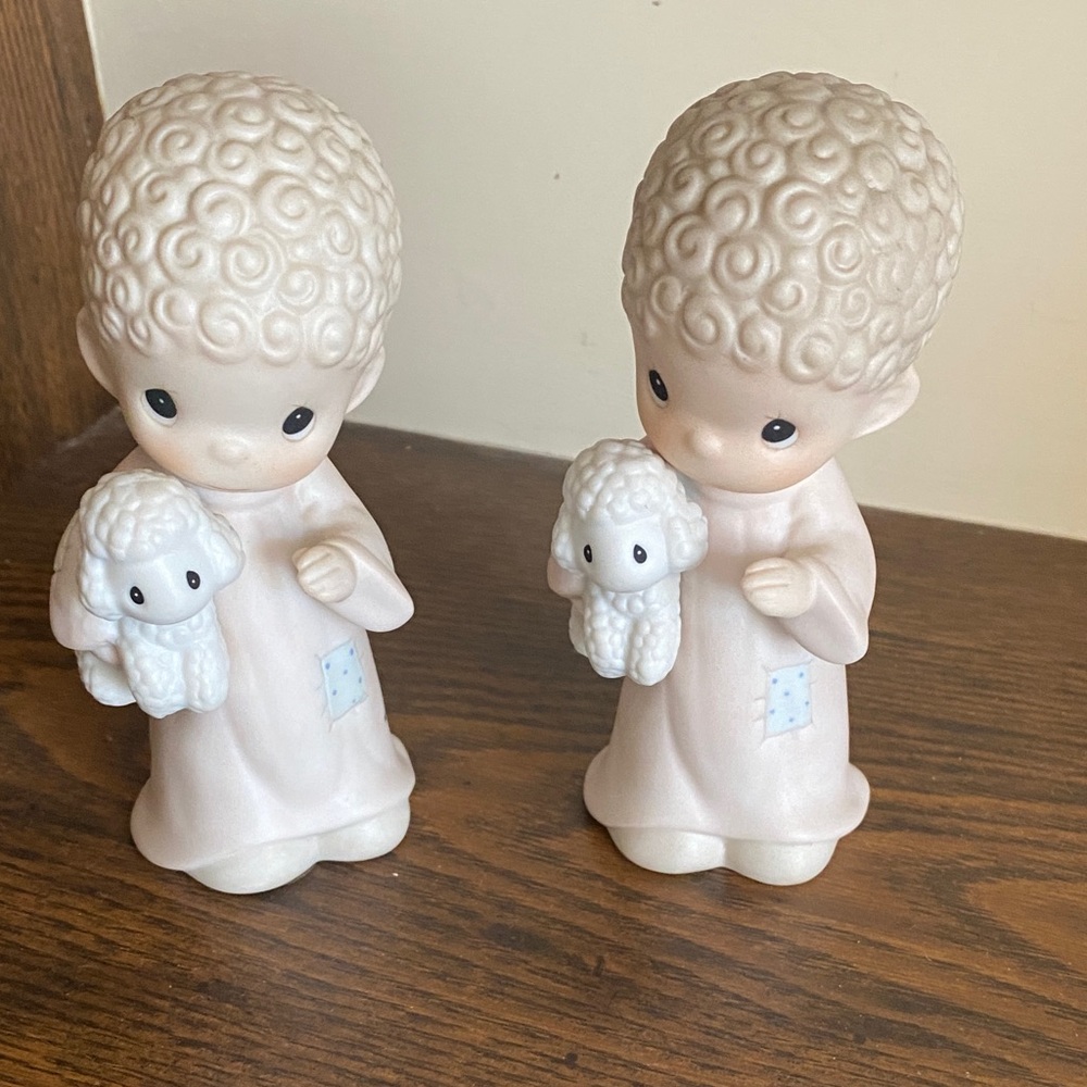 Precious Moments Cream Figurines with Lambs